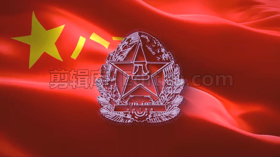 八一建军节大气恢弘旗帜飘扬LOGO标志演绎中文AE模板 第2张